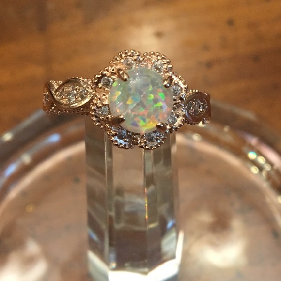 White Opal Rose Gold Ring - Picture 6 of 10